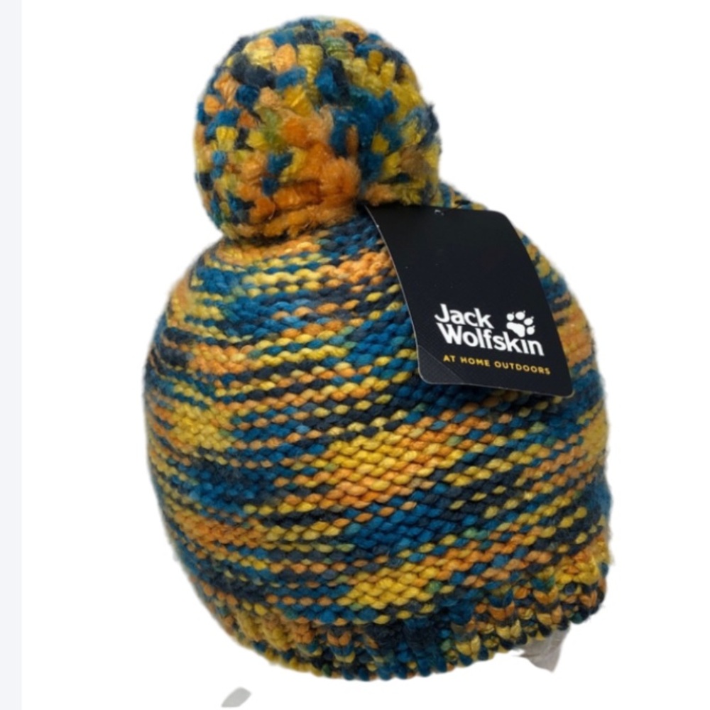 NEW Jack Wolfskin Cap Kaleidoscope Knit Desert Orange Fleece Lined Kids Size M